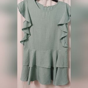HUMMINGBIRD Green Ruffled Dress Size M